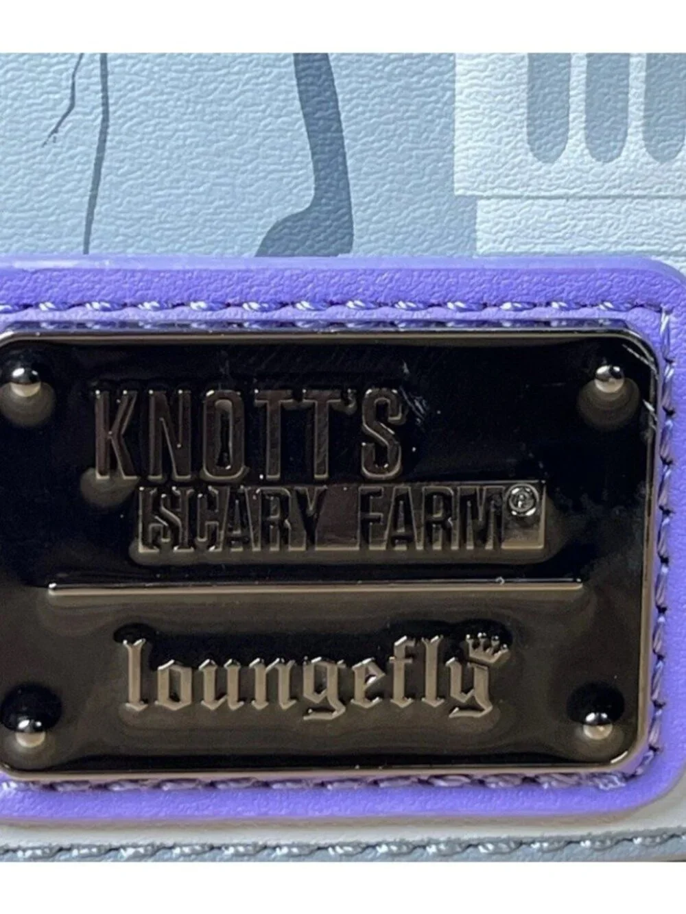 Loungefly Knott's Scary Farm Tombstone Purple K Mini Backpack Glows in Dark NWT
